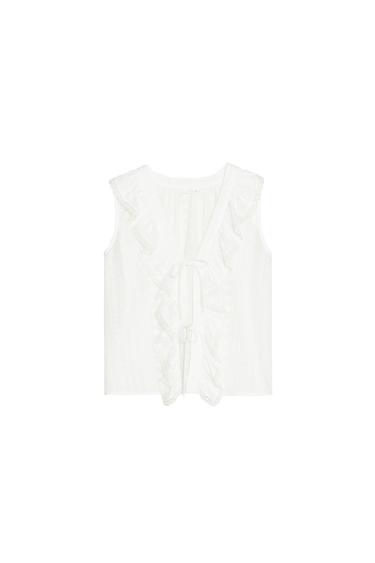 SHIRT WITH CUTWORK EMBROIDERY AND RUFFLES