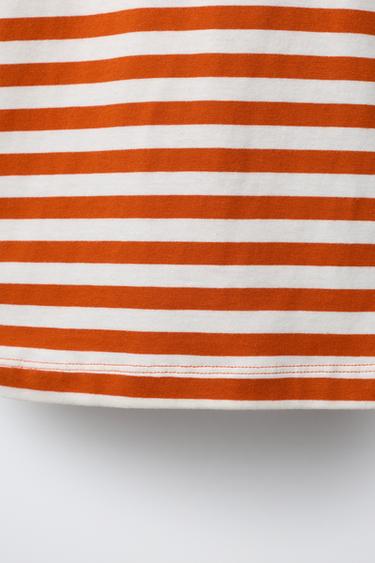 T-SHIRT À RAYURES AVEC INSCRIPTION - blanc-orange de Zara - Image 3