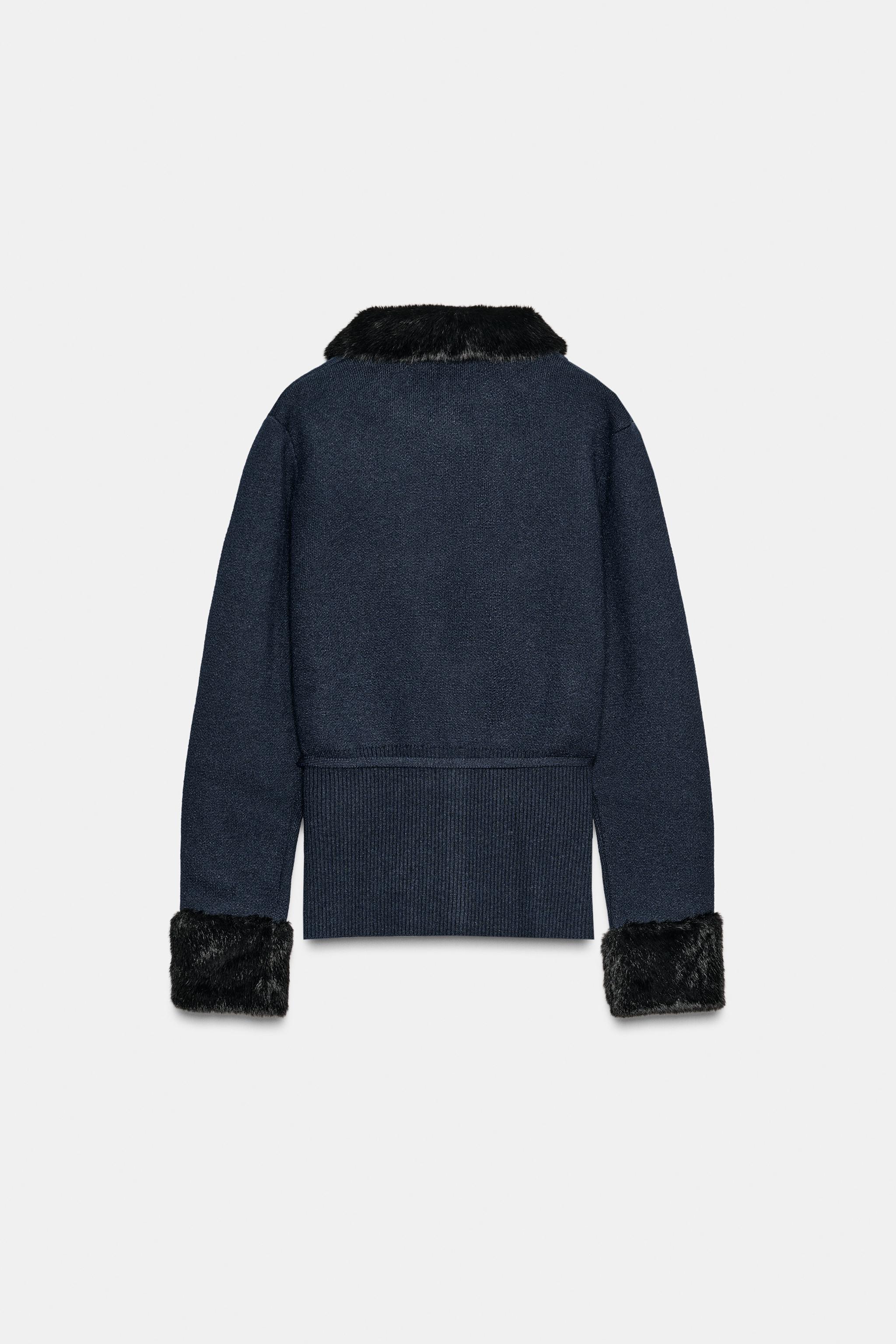 ZARA コントラストフェイクファー コンビ ジャケット アウター コート ZARA コントラストフェイクファー コンビ ジャケット アウター