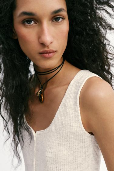 TOP EN MAILLE ET CROCHET AU BAS - Écru de Zara - Image 5