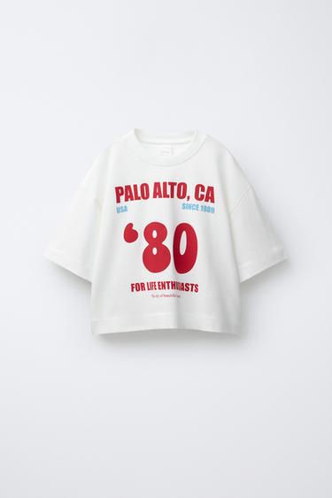 Zara PRINTED T-SHIRT - White