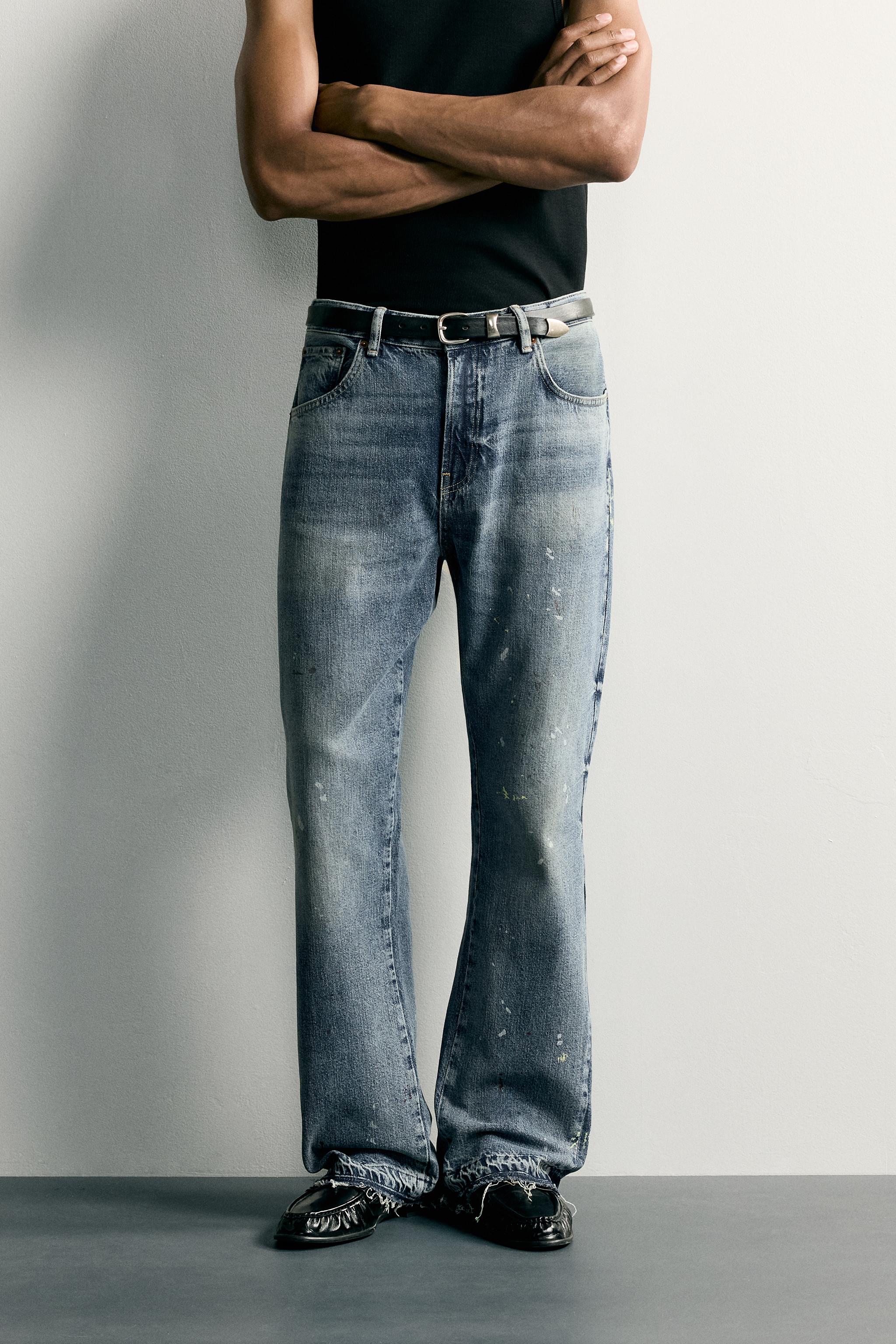 SPLATTER PRINT FLARE FIT JEANS — Blue (alternate view)
