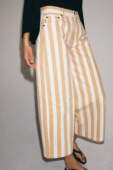 ZW COLLECTION STRIPED CULOTTES - Mid-ecru by Zara - Image 1