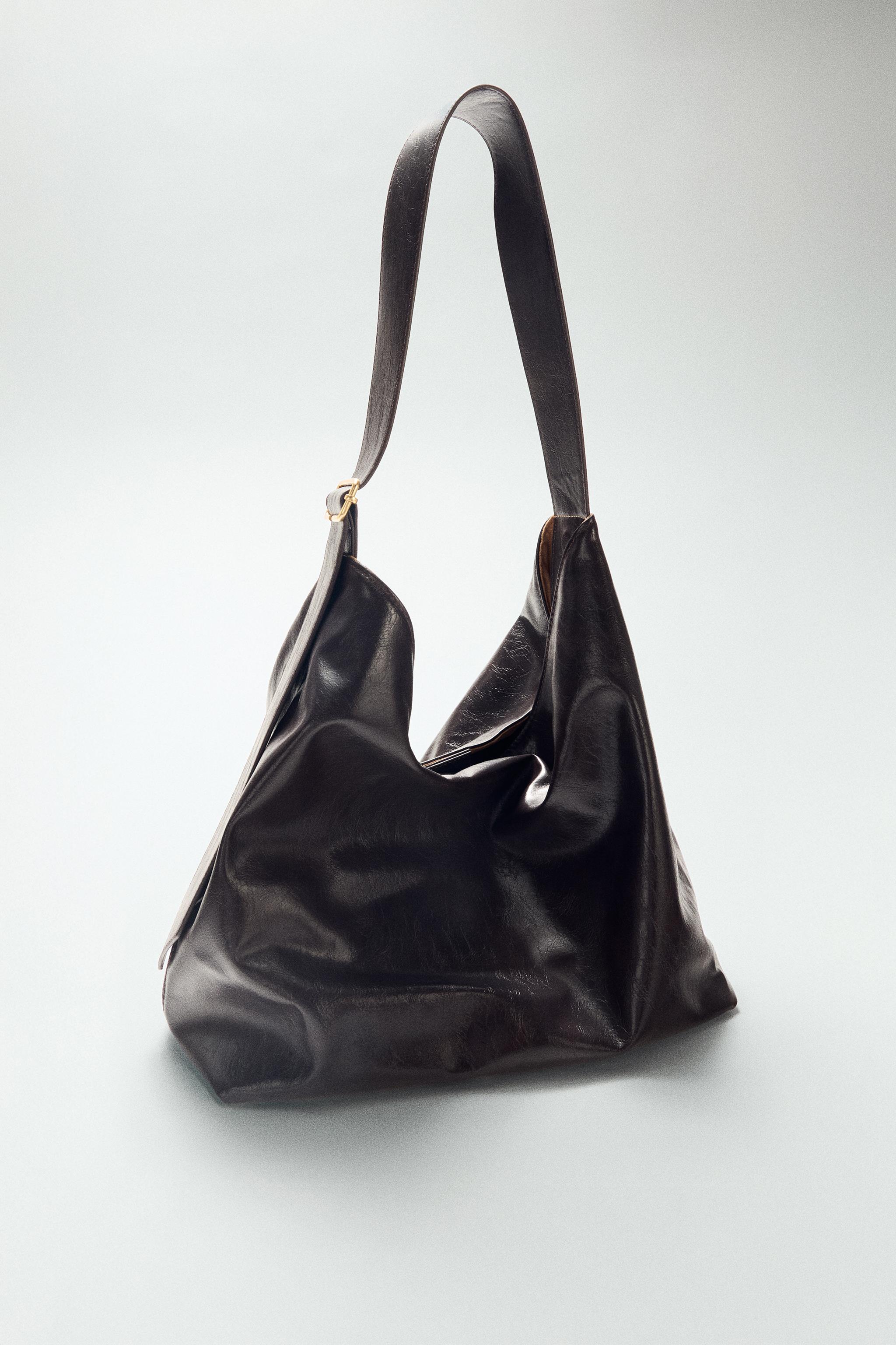 zara 黒 レザー ハンドバッグ ファスナー付き ZARA ハンドバッグ レザー ブラック 黒 鞄 ショルダー｜Yahoo