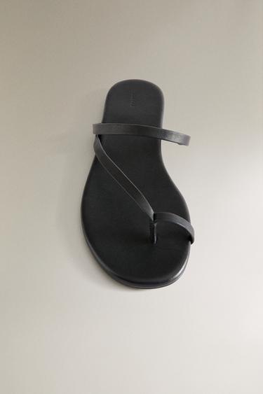 FLAT LEATHER SANDALS - Black by Zara - Image 4
