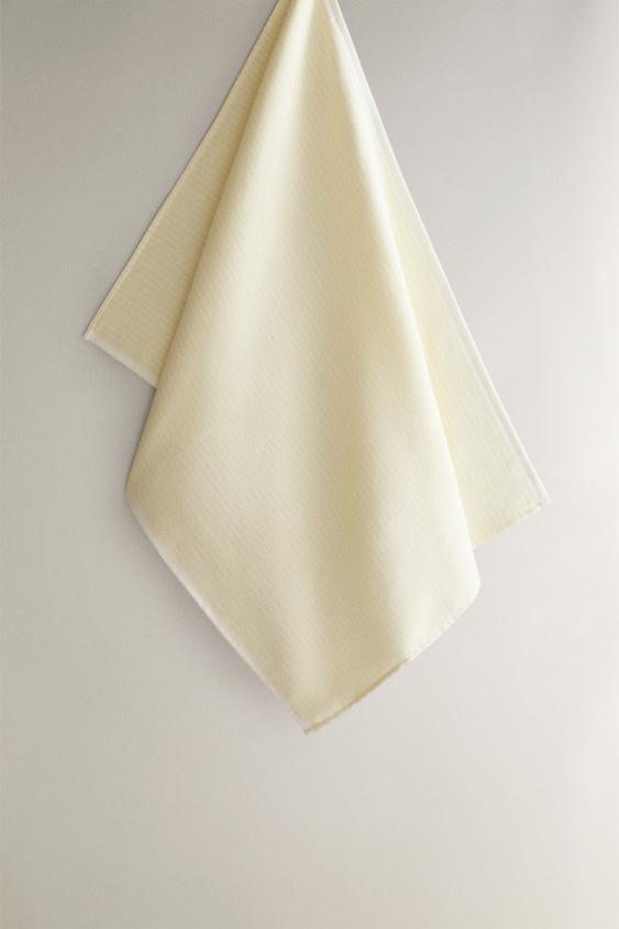 TORCHON COTON ÉPONGE RAYURES - Jaune de Zara - Image 0