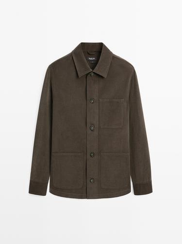 Zara Twill overshirt with pockets - Brown