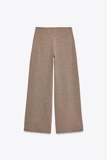 PANTALON LARGE TEXTURÉ - Marron clair de Zara - Image 4
