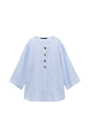 STRIPED LINEN BLEND SHIRT