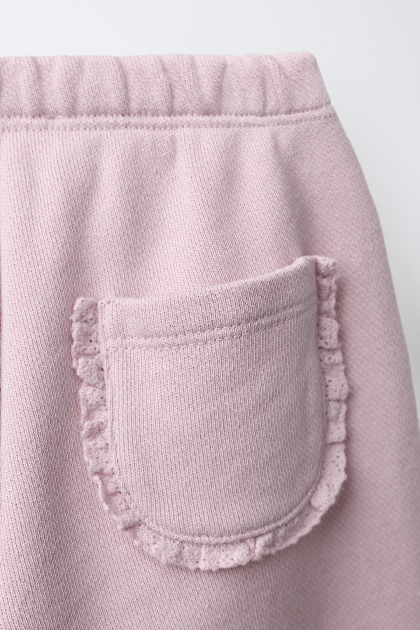 Детские брюки Zara Cotton Pocket Trousers, цвет: Пыльный розовато-лиловый — фото 4