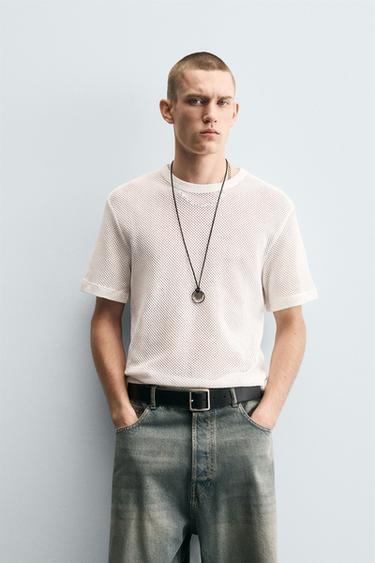 CAMISETA ESTRUCTURA ABIERTA - Blanco de Zara