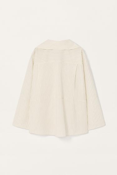 LIMITED EDITION STRIPED SHIRT WITH VENTS - Ecru / Black by Zara - Image 3