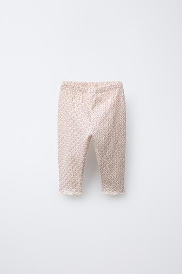 FLORAL PRINT LEGGINGS - Light ecru by Zara - Image 0