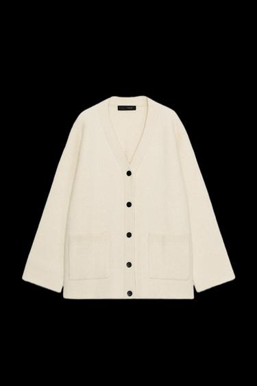 V-NECK CARDIGAN - Ecru by Zara - Image 0
