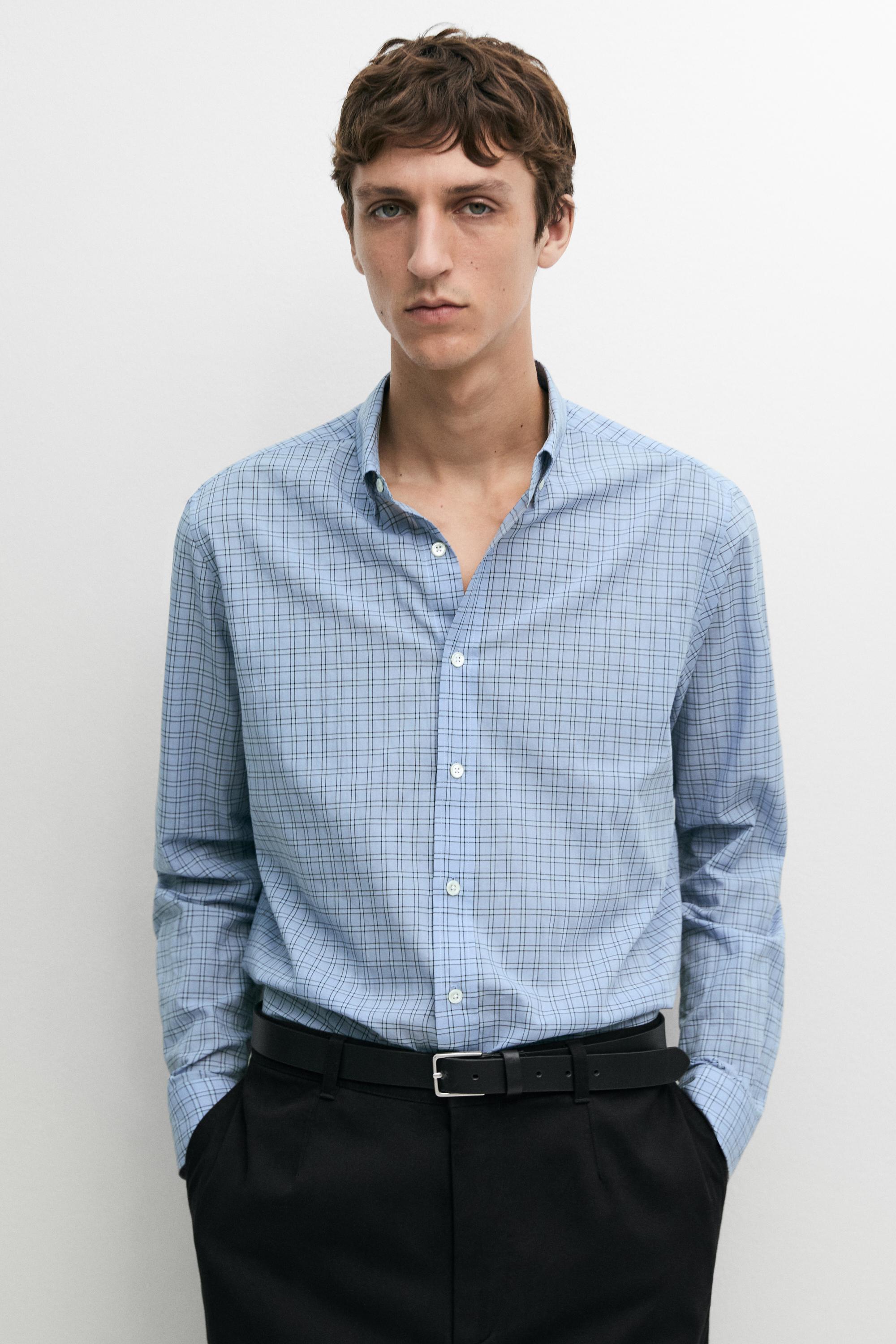 Relaxed fit plaid shirt — Blue