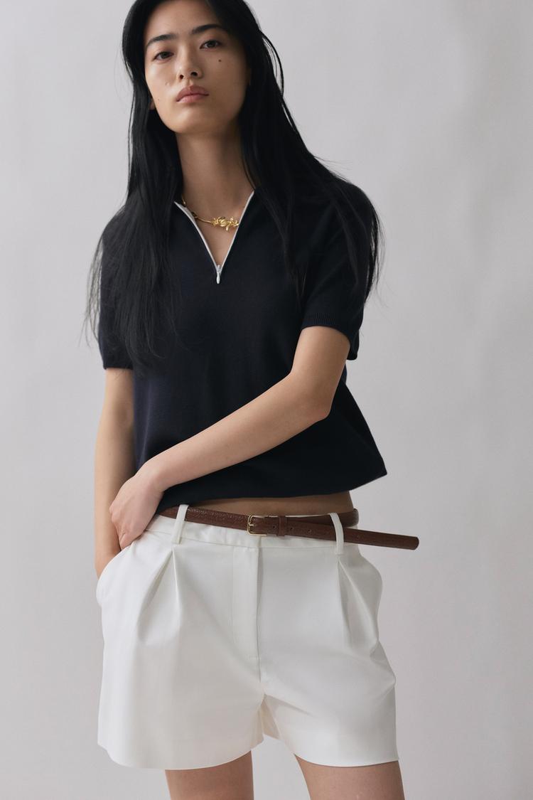 DARTED BERMUDA SHORTS WITH BELT