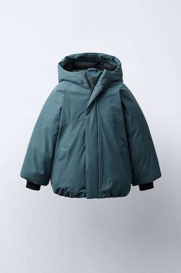 معطف منجد بغطاء رأس مقاوم للماء - بترولي الخاص بـ Zara - صورة 0