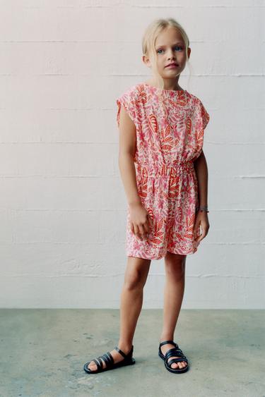 FLORAL TEXTURED PLAYSUIT - Ecru / Red by Zara