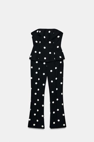 POLKA DOT BANDEAU JUMPSUIT - Black / White by Zara