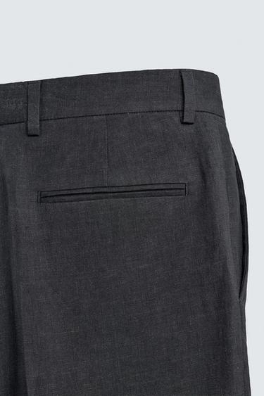 100% LINEN REGULAR FIT SUIT TROUSERS - Dark navy by Zara - Image 9