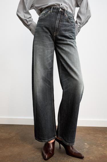 Zara TRF EXTRA WIDE LEG HIGH-WAIST JEANS - Navy blue