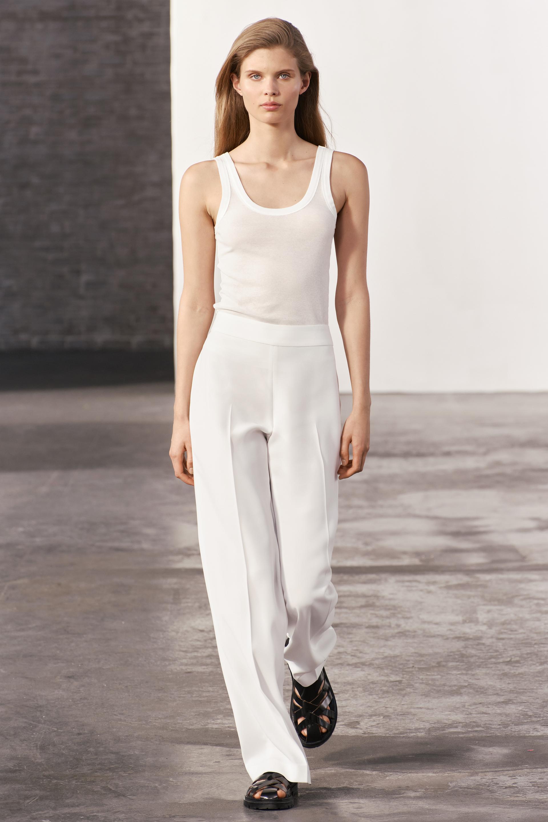 ZARA NEW WOMAN SS24 ZW COLLECTION FLOWING TROUSERS WITH SIDE ZIP