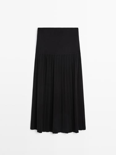 Zara Midi skirt with box pleats - Black