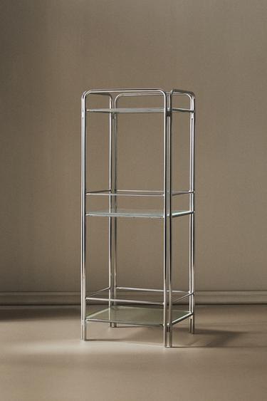 STEEL AND GLASS STORAGE UNIT - Grey Zara