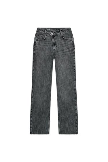 JEANS Z1975 STRAIGHT CINTURA SUBIDA CINTURA CRUZADA - Cinzento-escuro da Zara