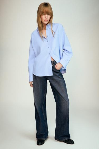 CAMISA BÁSICA POPELÍN - Azul claro de Zara