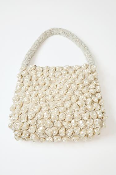 Zara BEADED HANDBAG - Ecru