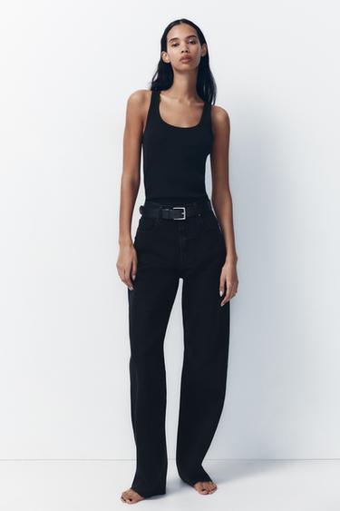 TRF WIDE-LEG HIGH-WAIST JEANS - Black by Zara