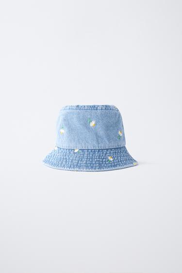 FLORAL DENIM BUCKET HAT - Blue by Zara - Image 0