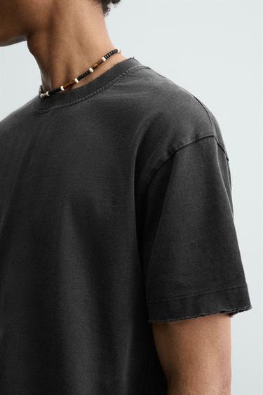 T-SHIRT COUPE BOXY DÉLAVÉ - Anthracite foncé de Zara - Image 4