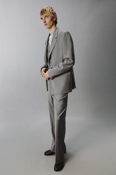 PANTALON DE COSTUME FLARE À RAYURES - Gris de Zara - Image 4