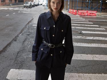 Zara 腰帶貼袋夾克 - 海藍色 - 圖片 0