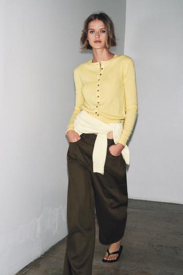 100% CASHMERE KNIT CARDIGAN - Yellow الخاص بـ Zara - صورة 0