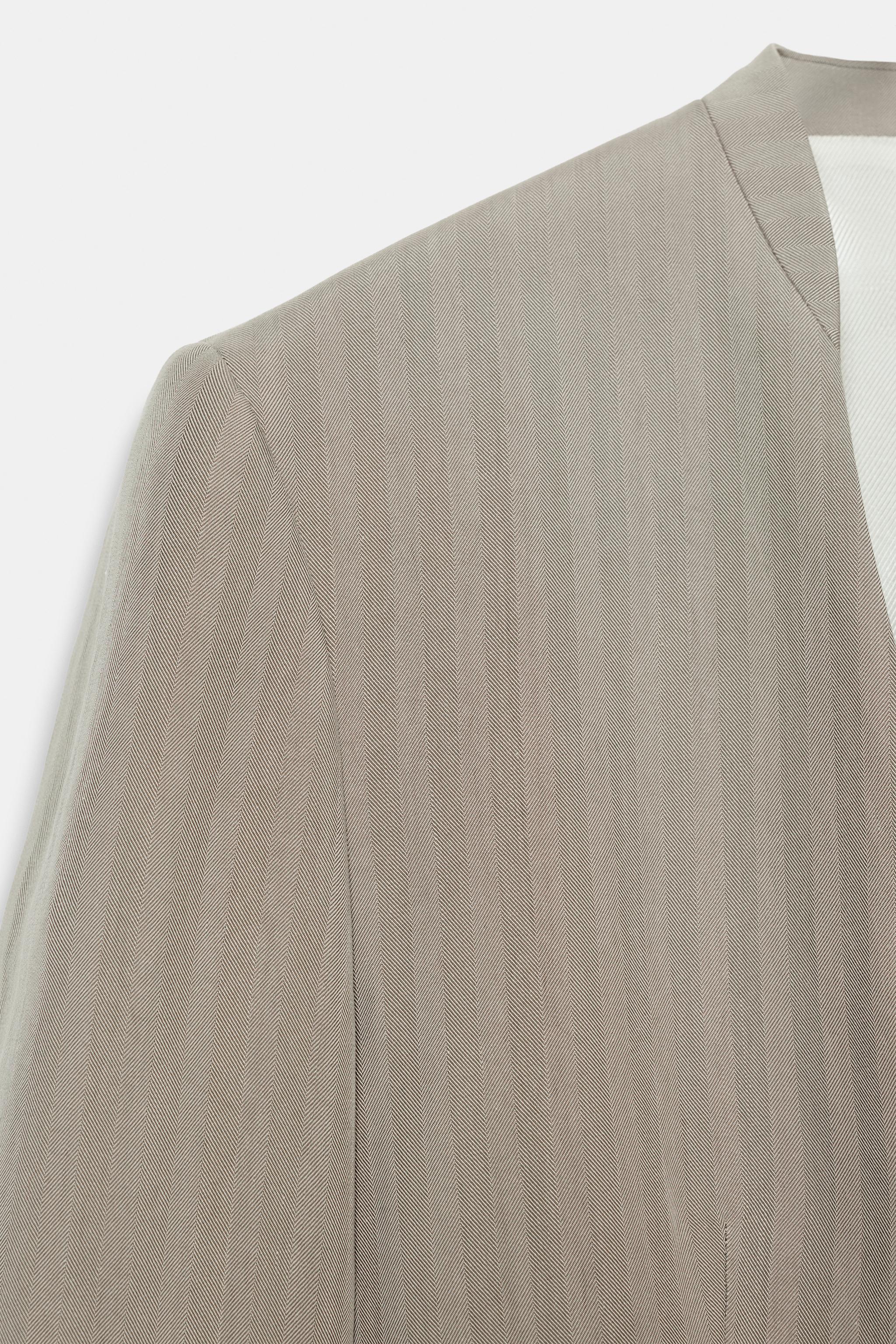 Женские пиджаки Zara COLLARLESS FITTED BLAZER — фото 4