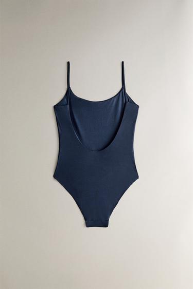 MAILLOT DE BAIN DE PLAGE À FINES BRETELLES - Bleu de Zara - Image 3