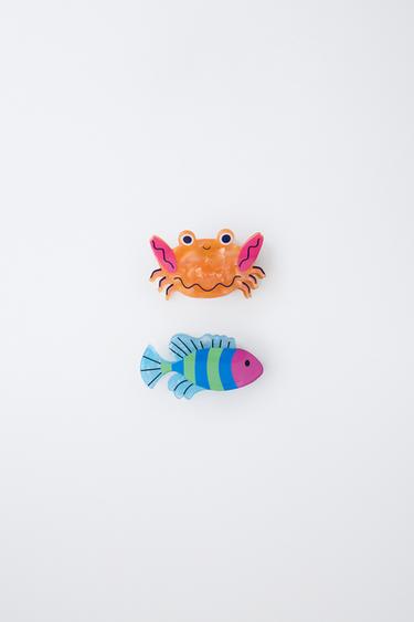 2-PACK FISH AND CRAB HAIR CLIPS - Neon pink by Zara