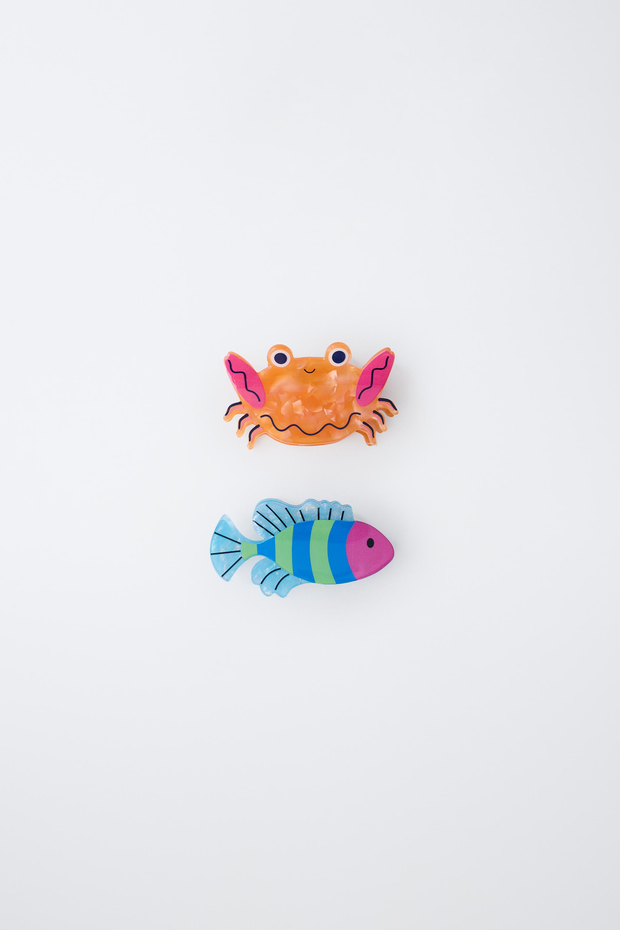 LOT DE DEUX PINCES POISSON ET CRABE