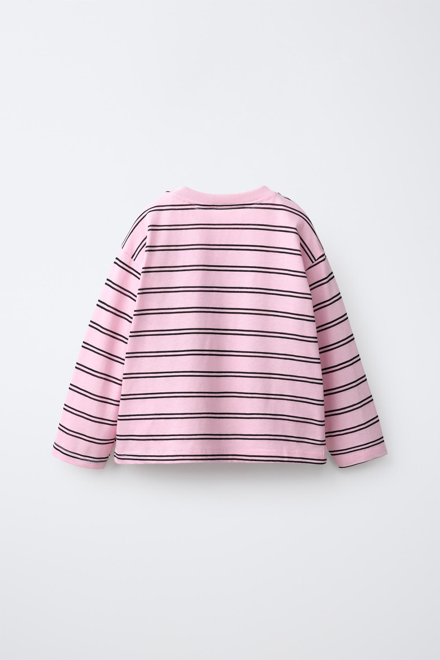 Детская футболка Zara Hello Kitty © Sanrio Embroidered Striped, цвет: Полосатый — фото 2