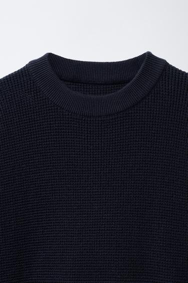 PULL EN MAILLE BASIQUE - Bleu marine de Zara - Image 2