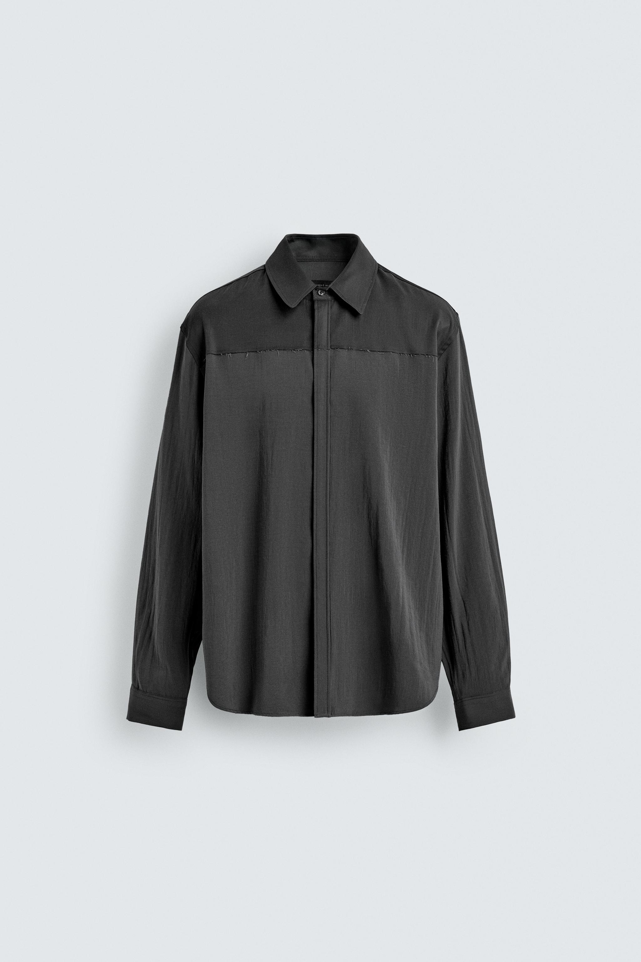 Colour Block Flowing Shirt - Dark grey