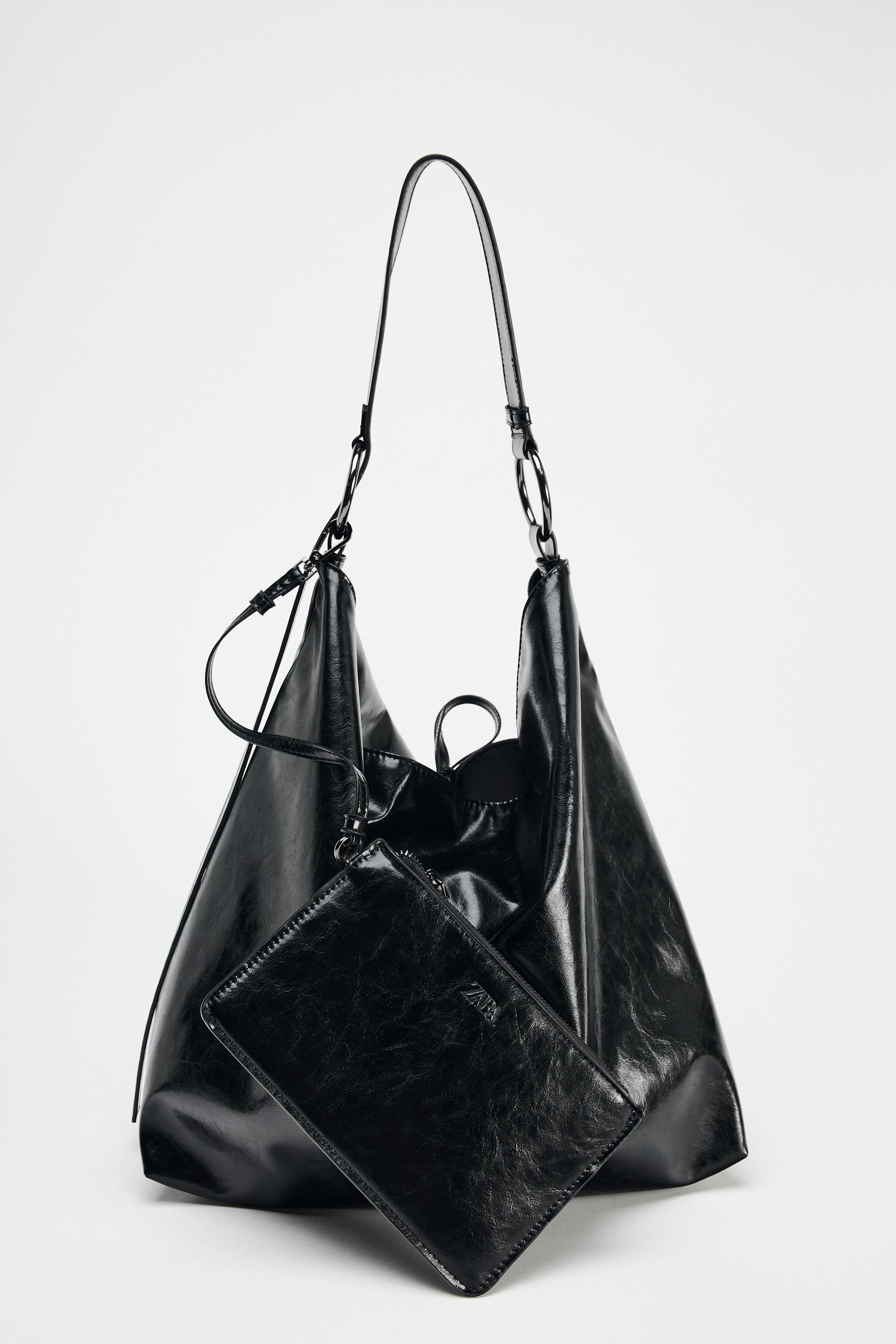 スペイン発送 ZARA リバーシブルのソフト引き出し ブラック 新作 リバーシブルソフト巾着バッグ - ブラック | ZARA Japan / 日本