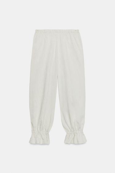 PANTALON BOUFFANT À RAYURES ET NŒUDS - Écru / Noir de Zara - Image 6
