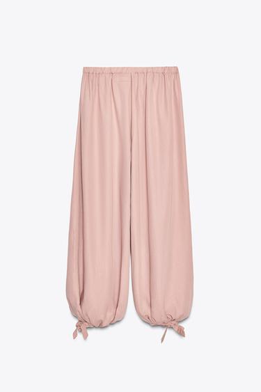 ZW COLLECTION FLOWING GATHERED TROUSERS - Pink by Zara - Image 7