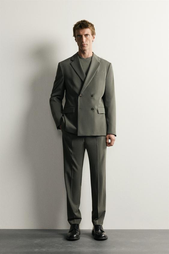 DOUBLE-BREASTED COMFORT SUIT BLAZER - Green by Zara - Image 0