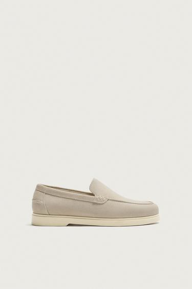 MOCASÍN PIEL CASUAL - Blanco Crudo de Zara