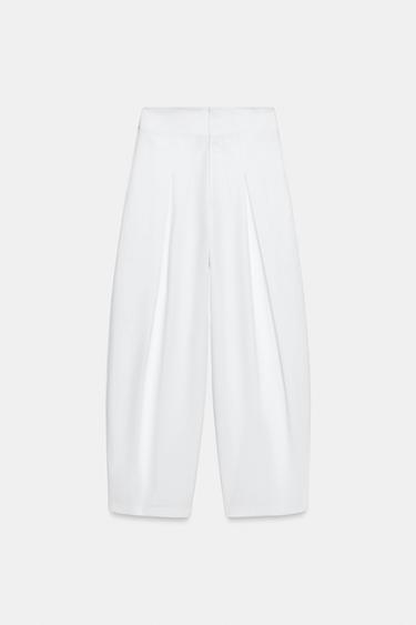 PANTALON BALLON À PLIS - Blanc de Zara - Image 6